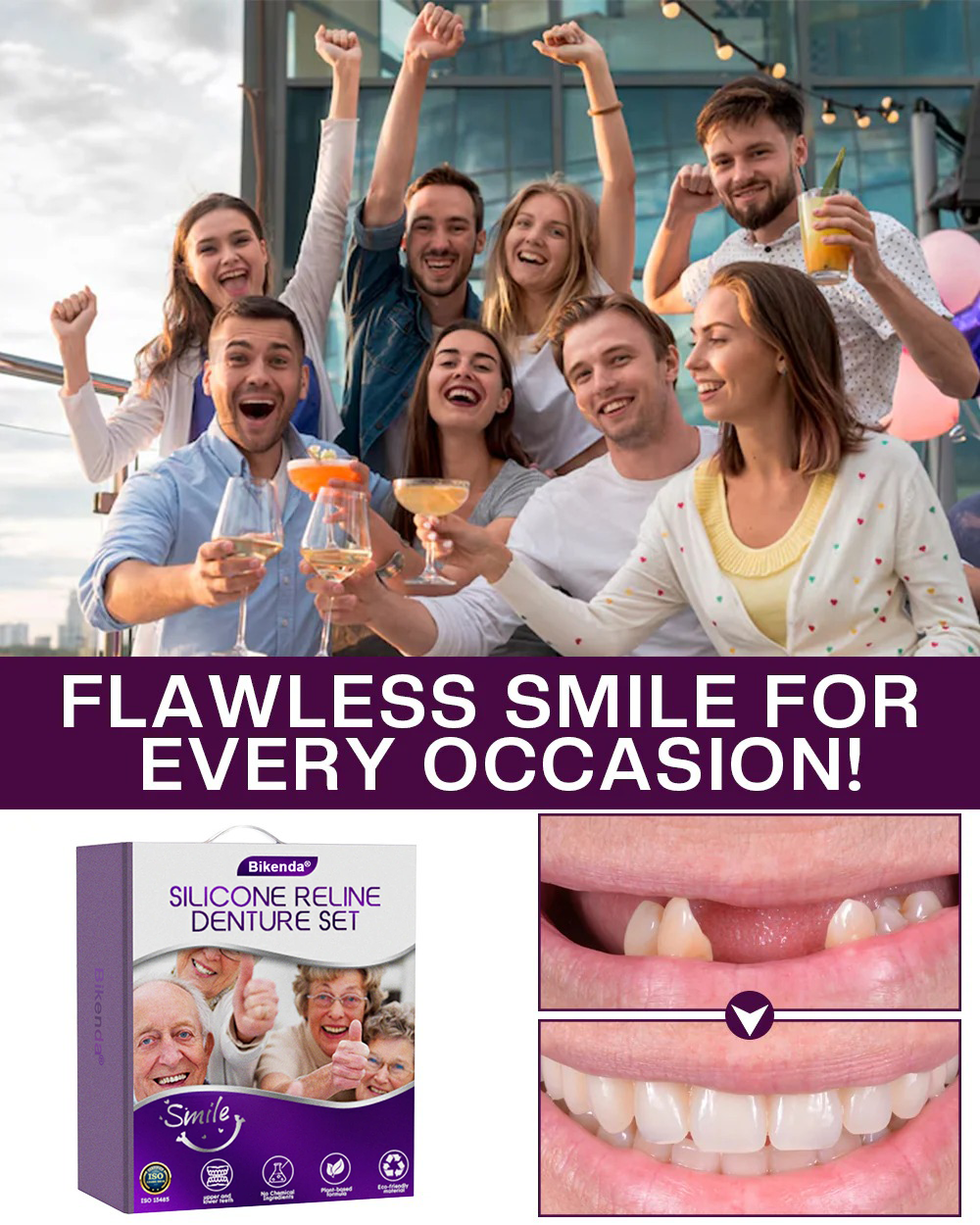 ✅Official Store | Bikenda® Silicone Reline Denture Set 🧑🏼⚕️American Dental Association (BDA) Recommendation 🍀 🍀