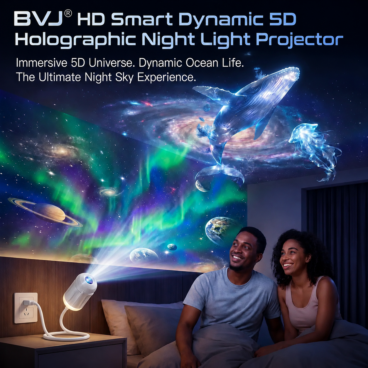BVJ® Night Light Projector - Smart Holographic Star Projector