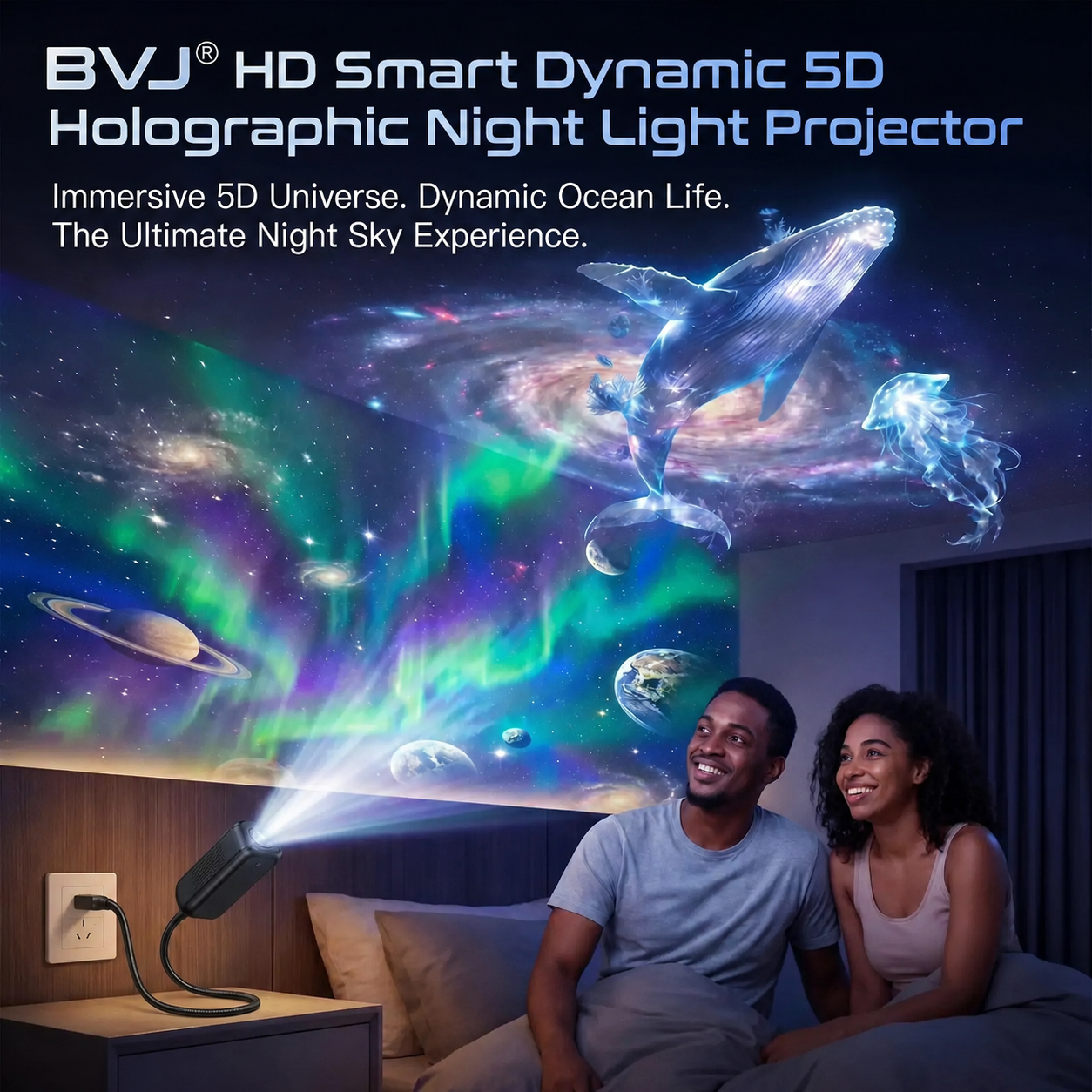 BVJ® Night Light Projector - Smart Holographic Star Projector