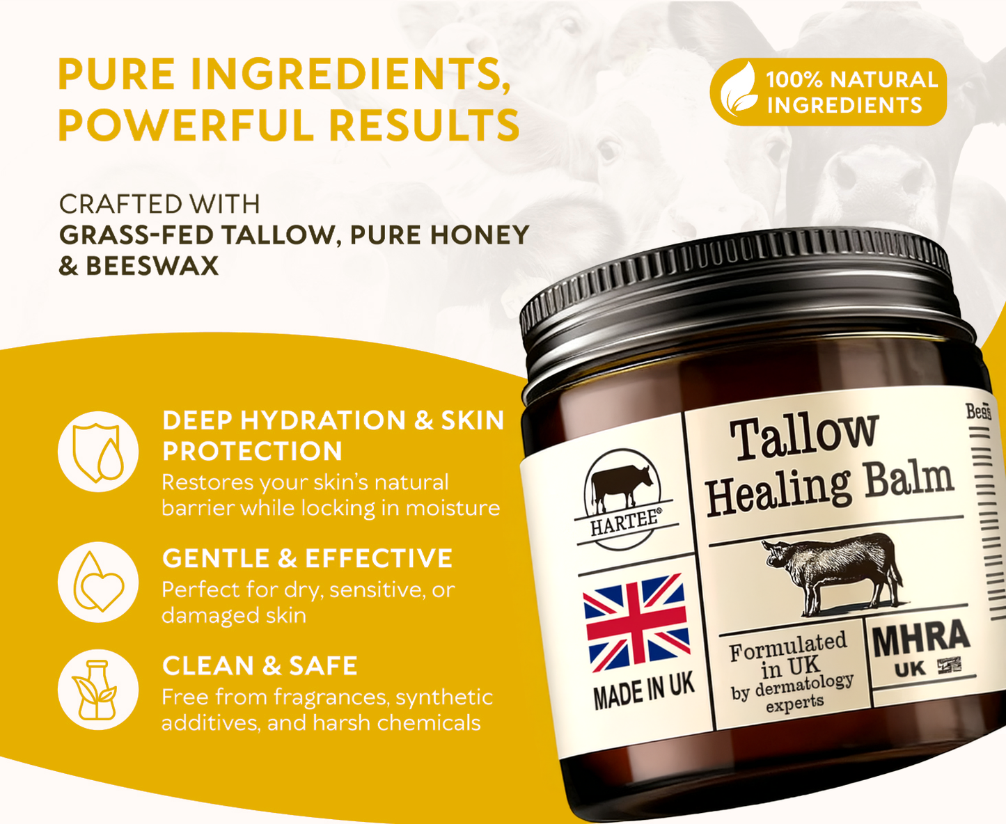 HARTEE® Tallow Healing Balm🐄（GMP Facility • FDA-Registered • Dermatologist Tested👨‍⚕️）Soothe eczema, psoriasis & rosacea—without steroids.🐄