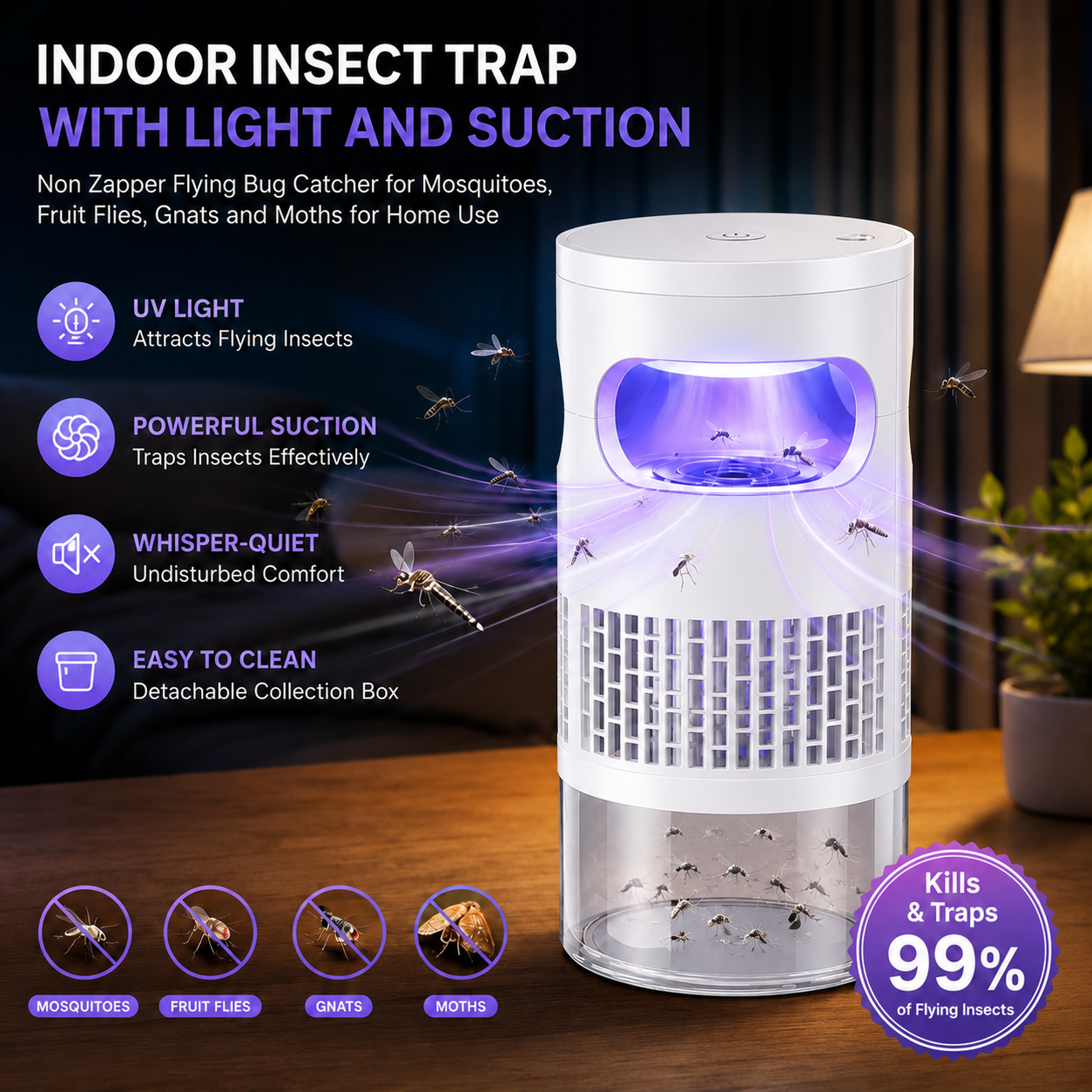 BVJ®🦟 49% OFF! UV Mosquito Killer Lamp – quiet, USB, chemical-free. 50K+ sold! 🔇🌙